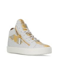 Женские белые кожаные высокие кеды от Giuseppe Zanotti Design