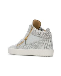 Мужские белые кожаные высокие кеды от Giuseppe Zanotti Design