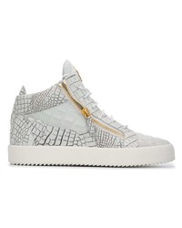 Мужские белые кожаные высокие кеды от Giuseppe Zanotti Design