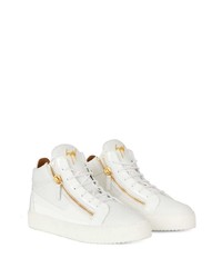 Мужские белые кожаные высокие кеды от Giuseppe Zanotti