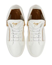 Мужские белые кожаные высокие кеды от Giuseppe Zanotti