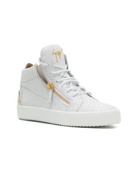 Мужские белые кожаные высокие кеды от Giuseppe Zanotti Design