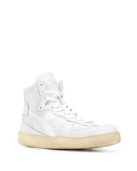 Мужские белые кожаные высокие кеды от Diadora