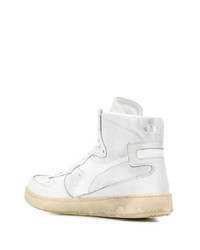 Мужские белые кожаные высокие кеды от Diadora