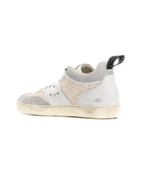 Мужские белые кожаные высокие кеды от Leather Crown