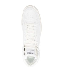 Мужские белые кожаные высокие кеды от Closed