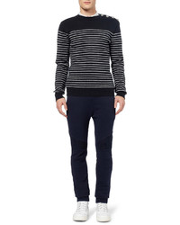 Мужские белые кожаные высокие кеды от Balmain