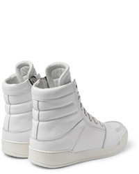 Мужские белые кожаные высокие кеды от Balmain