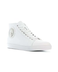 Мужские белые кожаные высокие кеды от Versus
