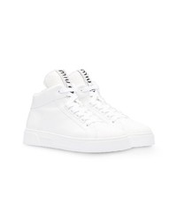 Женские белые кожаные высокие кеды от Miu Miu