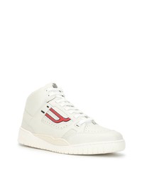 Мужские белые кожаные высокие кеды от Bally
