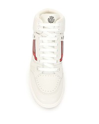 Мужские белые кожаные высокие кеды от Bally