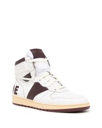 Мужские белые кожаные высокие кеды от Rhude