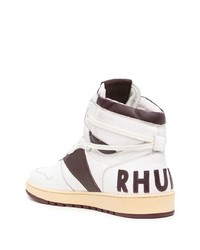Мужские белые кожаные высокие кеды от Rhude