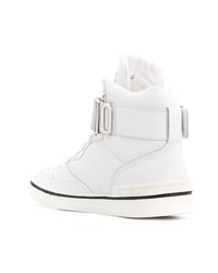 Мужские белые кожаные высокие кеды от Moschino