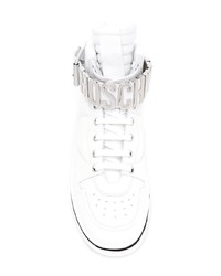 Мужские белые кожаные высокие кеды от Moschino