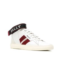 Мужские белые кожаные высокие кеды от Bally