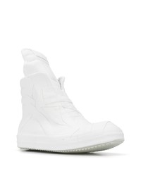 Мужские белые кожаные высокие кеды от Rick Owens