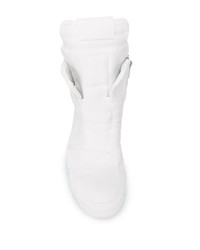 Мужские белые кожаные высокие кеды от Rick Owens