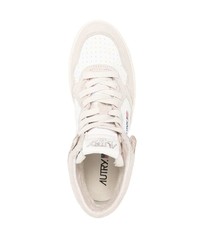 Мужские белые кожаные высокие кеды от AUTRY