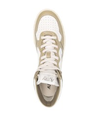 Мужские белые кожаные высокие кеды от AUTRY