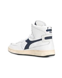Мужские белые кожаные высокие кеды от Diadora