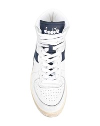 Мужские белые кожаные высокие кеды от Diadora