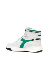 Мужские белые кожаные высокие кеды от Diadora