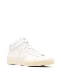 Мужские белые кожаные высокие кеды от Veja