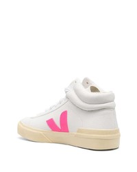 Мужские белые кожаные высокие кеды от Veja