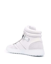 Мужские белые кожаные высокие кеды от Salvatore Ferragamo