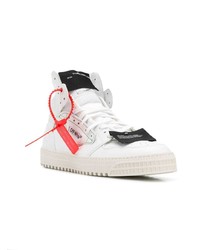 Мужские белые кожаные высокие кеды от Off-White