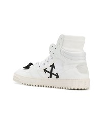 Мужские белые кожаные высокие кеды от Off-White