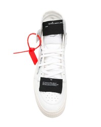 Мужские белые кожаные высокие кеды от Off-White