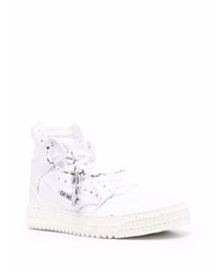 Мужские белые кожаные высокие кеды от Off-White