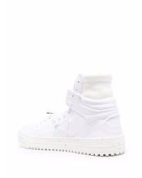 Мужские белые кожаные высокие кеды от Off-White