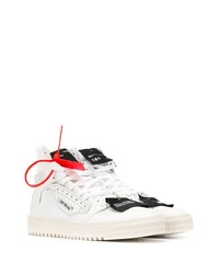 Мужские белые кожаные высокие кеды от Off-White