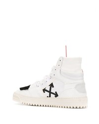 Мужские белые кожаные высокие кеды от Off-White