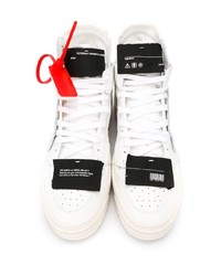 Мужские белые кожаные высокие кеды от Off-White