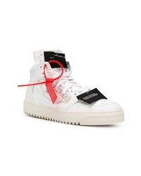 Мужские белые кожаные высокие кеды от Off-White