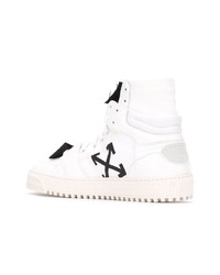 Мужские белые кожаные высокие кеды от Off-White