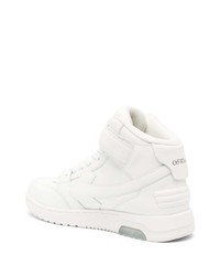 Мужские белые кожаные высокие кеды от Off-White