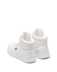 Мужские белые кожаные высокие кеды от Prada