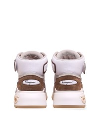 Мужские белые кожаные высокие кеды от Ferragamo