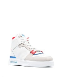 Мужские белые кожаные высокие кеды от Roberto Cavalli