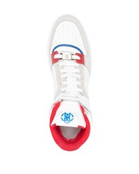 Мужские белые кожаные высокие кеды от Roberto Cavalli