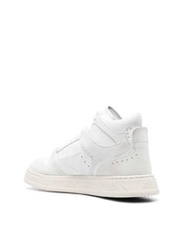 Мужские белые кожаные высокие кеды от Premiata