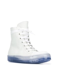 Мужские белые кожаные высокие кеды от Rick Owens DRKSHDW