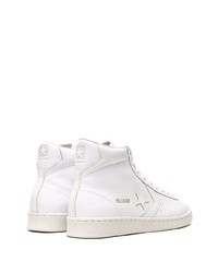 Мужские белые кожаные высокие кеды от Converse