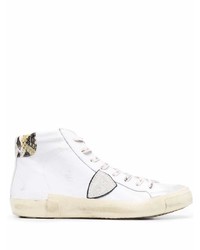 Мужские белые кожаные высокие кеды от Philippe Model Paris